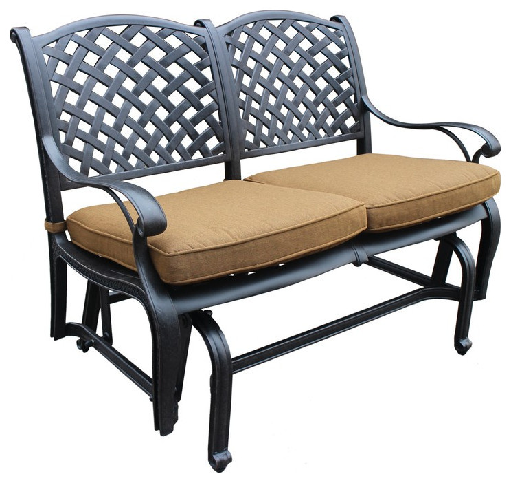 Carlsbad Cast Aluminum Bench Glider With Cushion ...