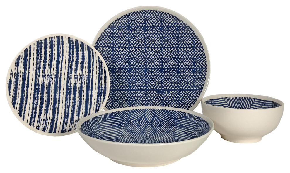 Mona Blue 16 Piece Dinnerware Set