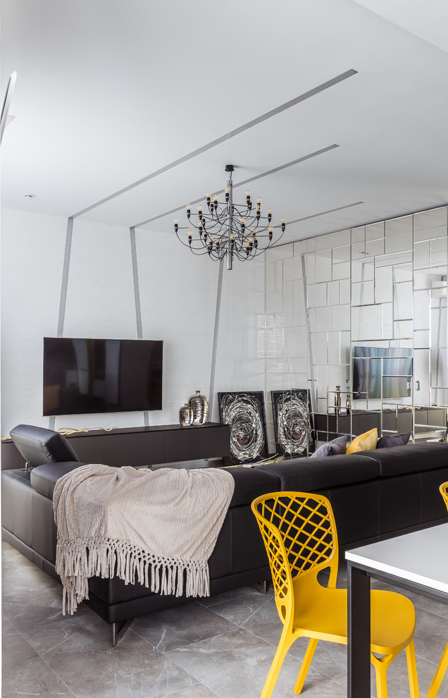 Фото гостиной реализованного проекта квартиры ЖК "Адмирал".