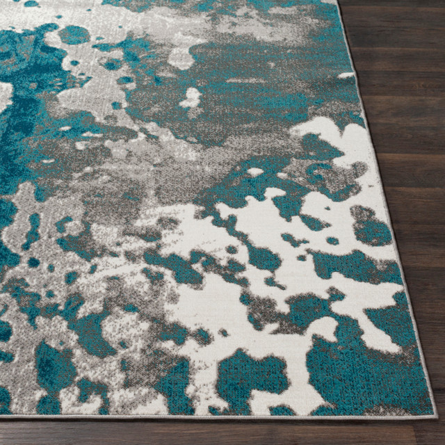 Rafetus Modern Teal Gray Area Rug Contemporary Rugs By
