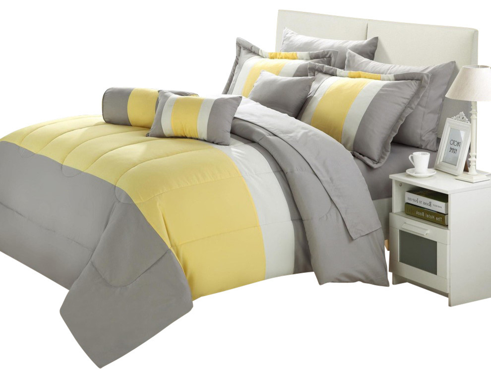 Details about   Chic Home 10 Piece Falcon Bed in a Bag Comforter Set King Yellow 