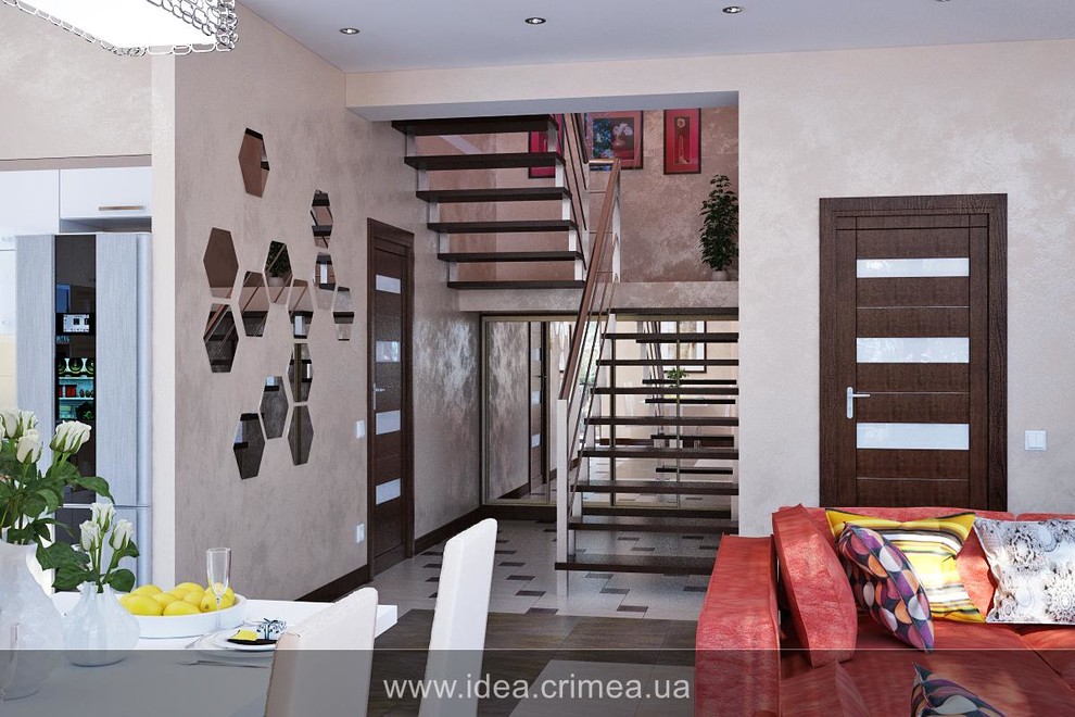 Contemporary kitchen living room for a young family