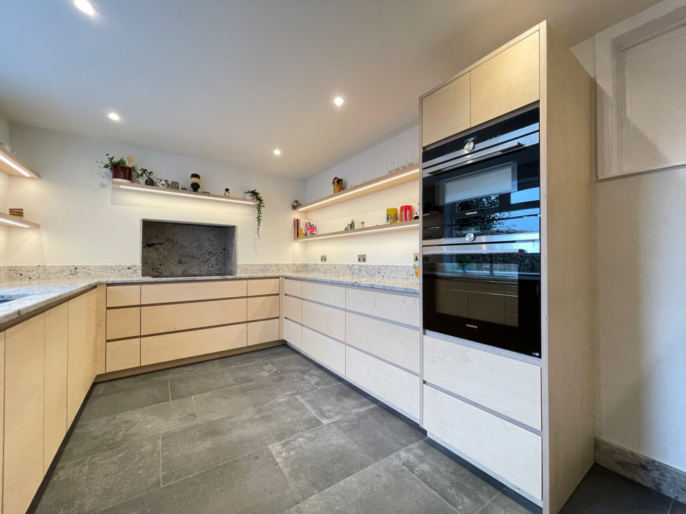 25mm Birch Ply handle less kitchen