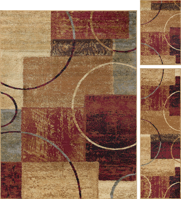 Contemporary Abstract Area Rug, 5' X 7', 20'' X 60'', 20'' X 32
