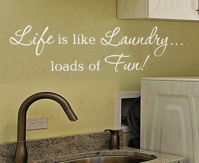 Wall Quote Decal Sticker Vinyl Art Life is Like Laundry Funny Laundry Room LA10
