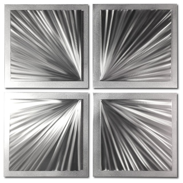 Starburst Metal Art 'Silver Speed' Abstract Wall Sculpture HandCrafted Original Contemporary