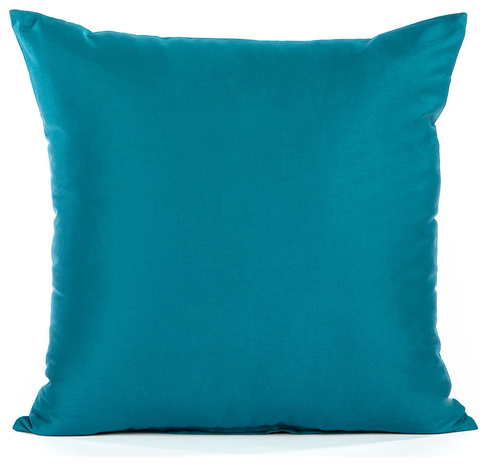 Solid Sateen Turquoise Accent, Throw Pillow Cover, 16"x16"