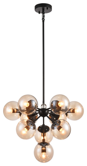 Glass Orb Shades Light Fixture, Black/Champagne