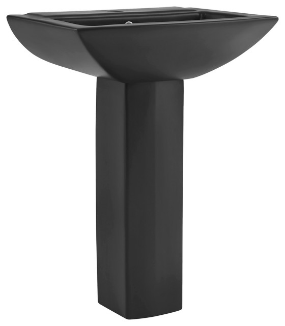 Sublime Square Two-Piece Pedestal Sink, Matte Black - Contemporary ...