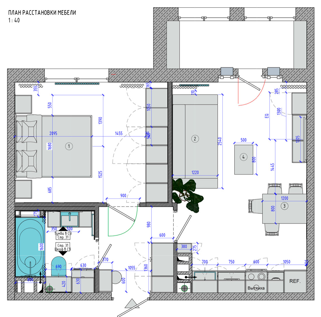 Дизайн-проект однокомнатной квартиры в ЖК "Модум")