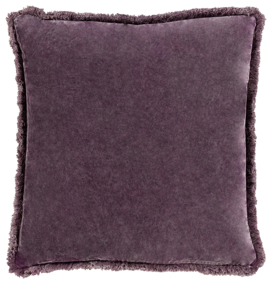 Washed Cotton Velvet WCV-001 Pillow Cover, Bright Purple, 22"x22"
