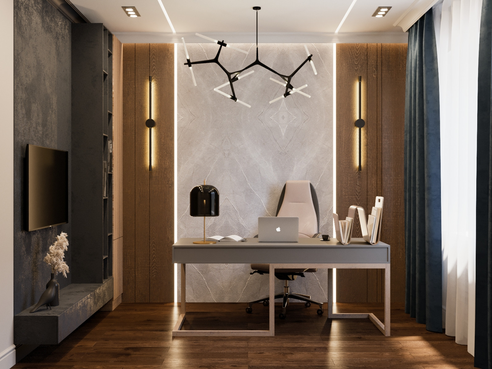 Дизайн кабинета в частном доме в Подмосковье, 220м2