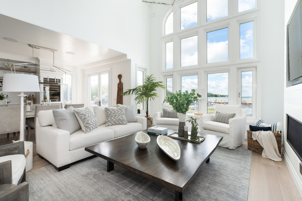 Inspiration for a coastal living room in Toronto.