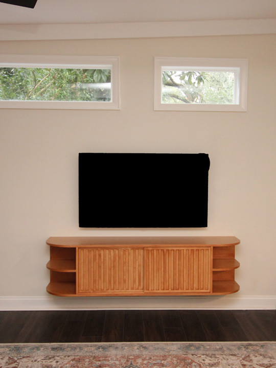 Custom Floating Entertainment Center with 2 Bypass Sliding
