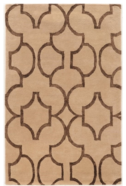 Linon Aspire Geo Hand Tufted Wool 5'x8' Rug in Beige, 5' x 8 ...