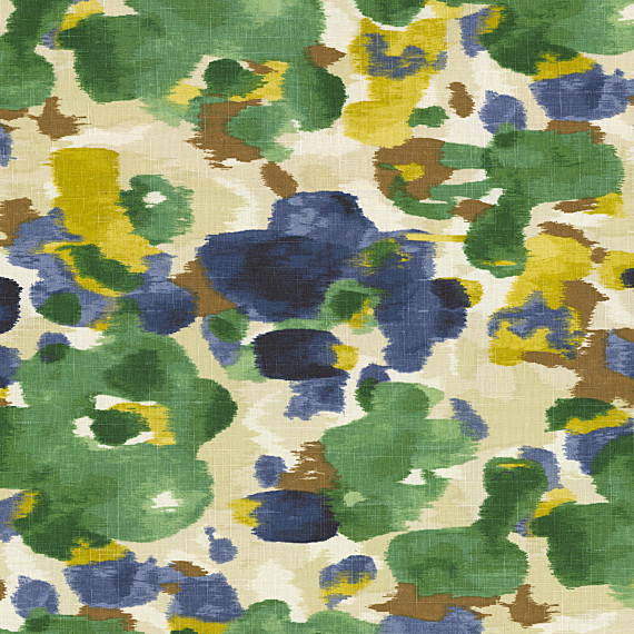 Blue and Green Dappled Watercolor Fabric