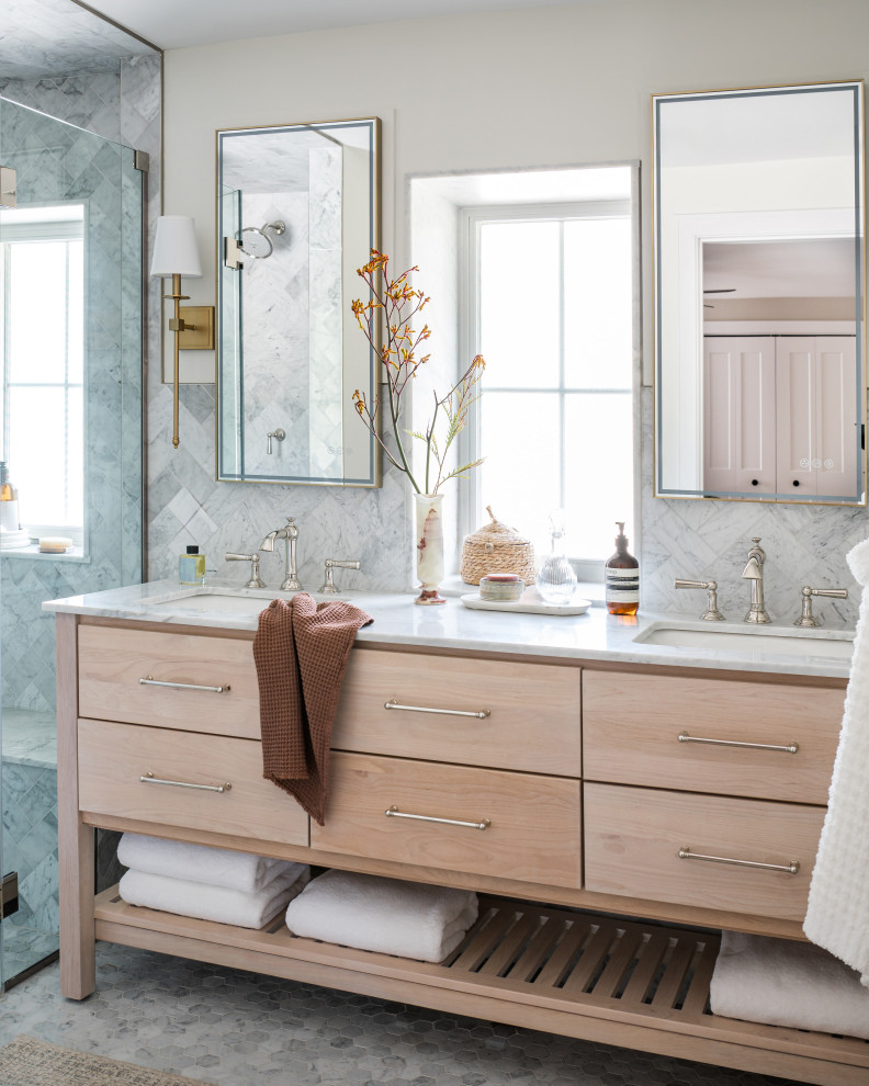soft organic modern transitional primary bathroom - Transitional ...