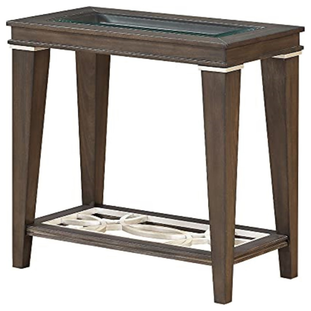 87993 Accent Table, Walnut and Glass Contemporary Kitchen And