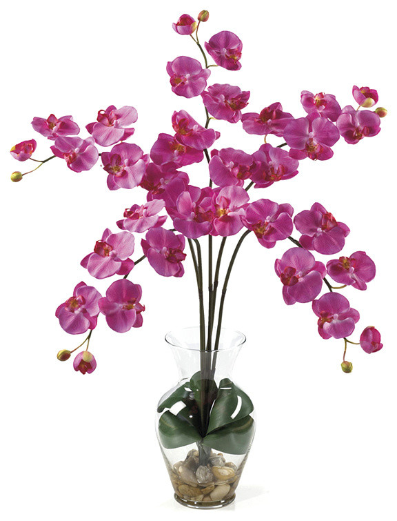 Phalaenopsis Liquid Illusion Silk Flower Arrangement, Dark Pink