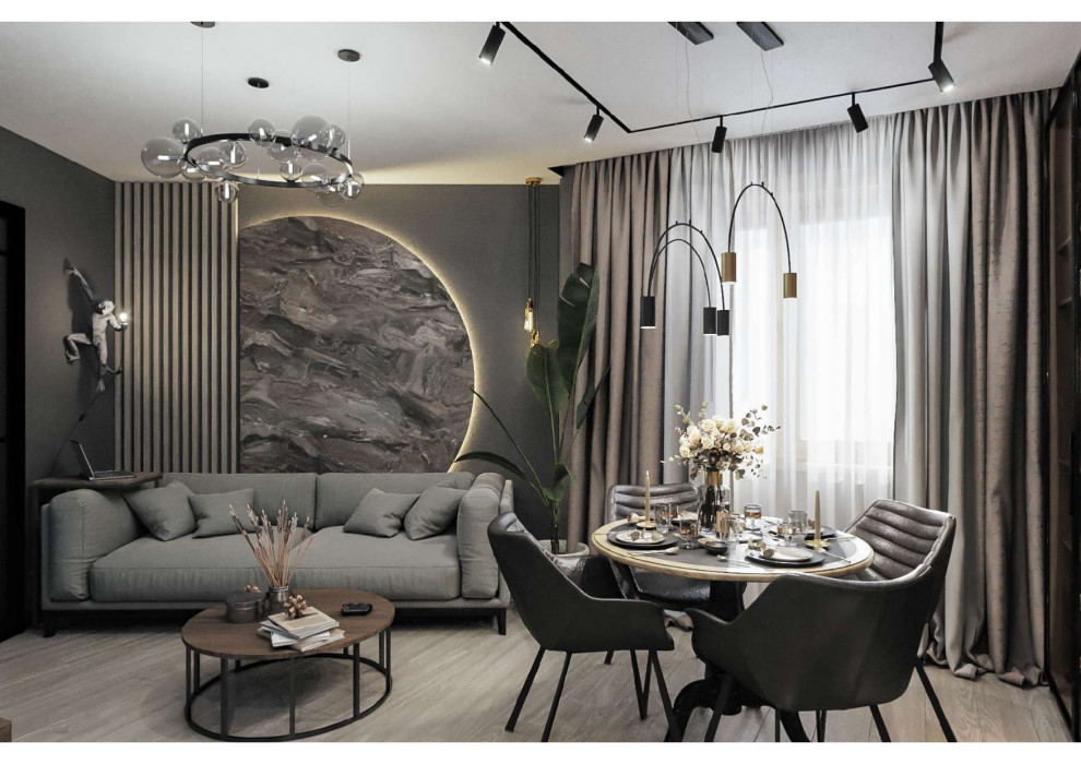 квартира в современном стиле в темных оттенках