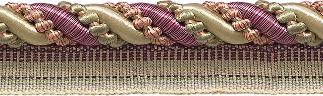 By The Yard Pink Green LT Green 4//16/" Decoractive Lip Cord Dusty Olive Rose