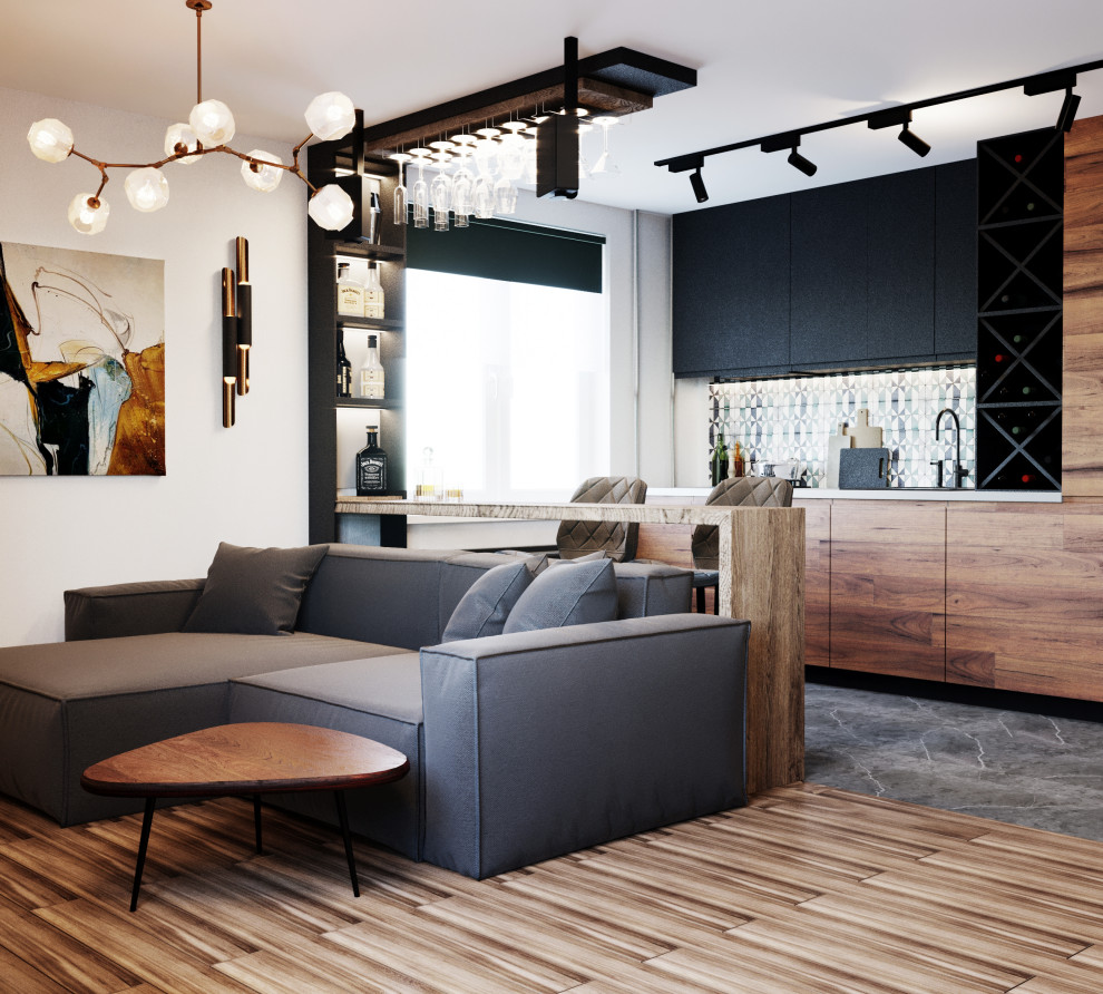 Квартира с деревянными элементами