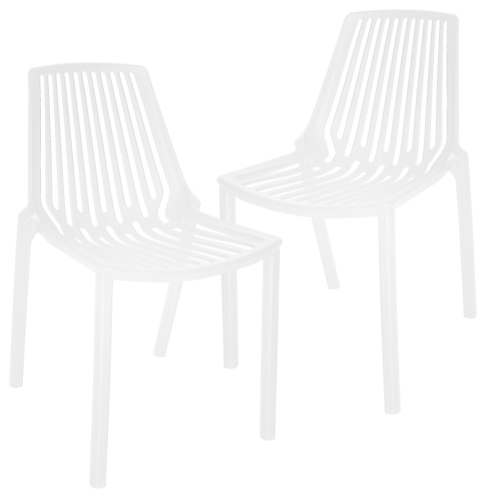 LeisureMod Acken MidCentury Modern Plastic Dining Chair Set of 2