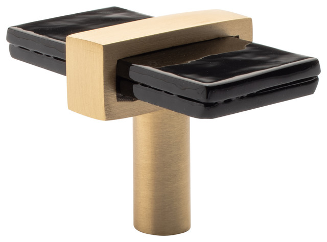 Sietto Adjustable Black Glass Knob With Metal Base Contemporary