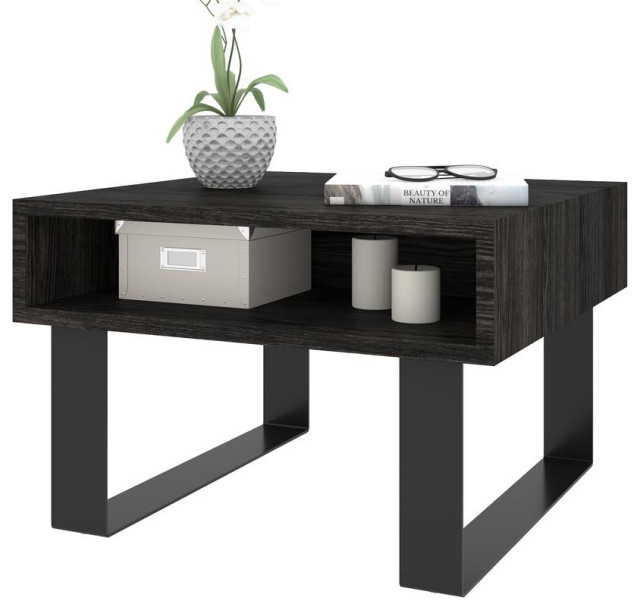 Bestar Lyra 24W End Table, Black Oak Transitional Side Tables And