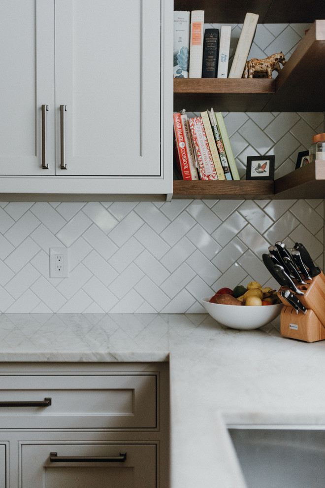Example of a transitional kitchen design in Cleveland