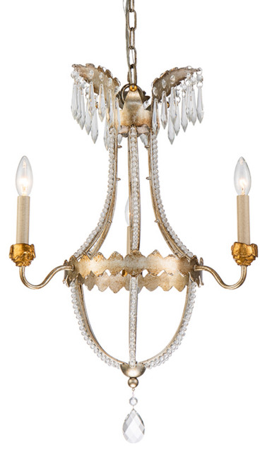 3 Light Mini Gold and Silver Empire Chandelier
