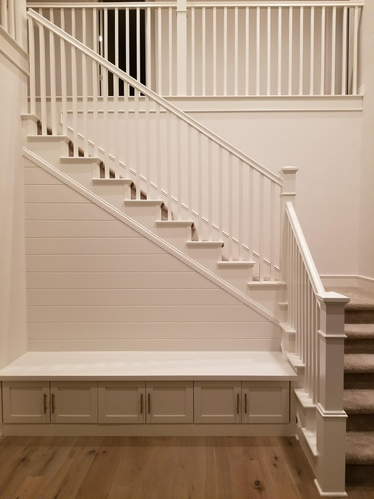 Design ideas for a transitional staircase in Orange County.