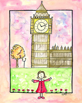 Girl In London Ready to Hang Canvas Kid wall decor, 24 X 30 Canvas