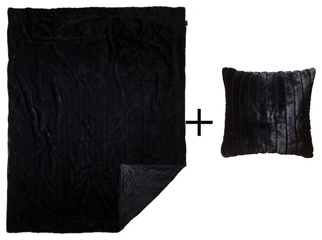 black furry throw pillows