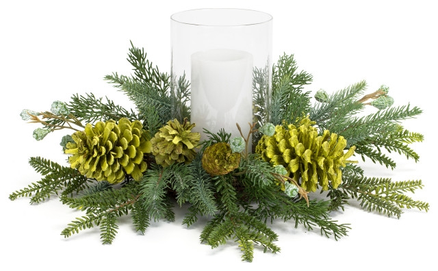 Mixed Pine Candle Holder 18"Dx7.75"H Pvc