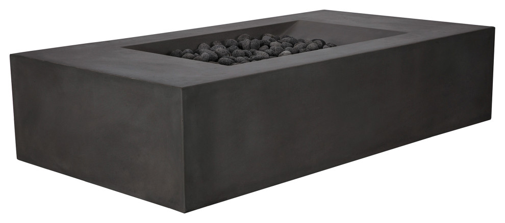 Pyromania Moderne Concrete Fire Table, 58"x32", Charcoal, Propane