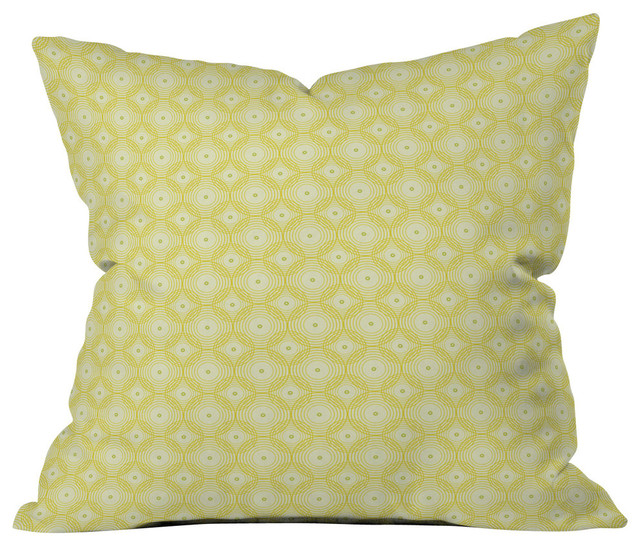 Caroline Okun Yellow Spirals Outdoor Throw Pillow Contemporary