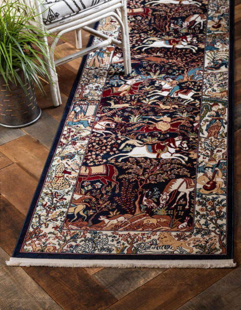 Rug Unique Loom Narenj Navy Blue Runner 3' 0 x 13' 0 - Mediterranean ...