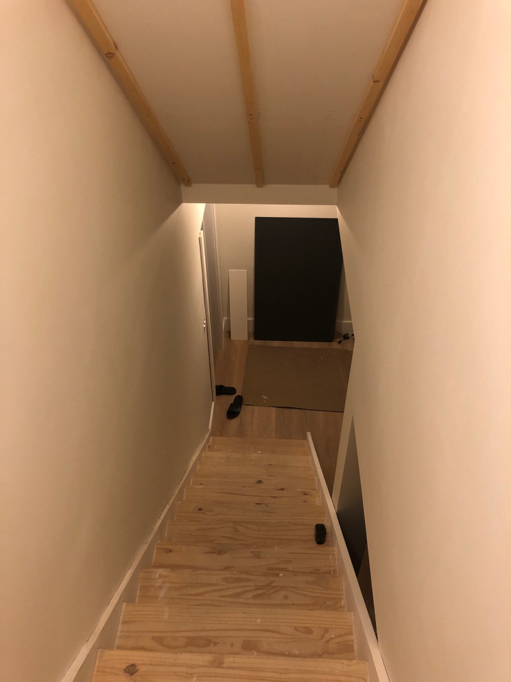 Shiplap ceiling stairwell..Adhesive or not?