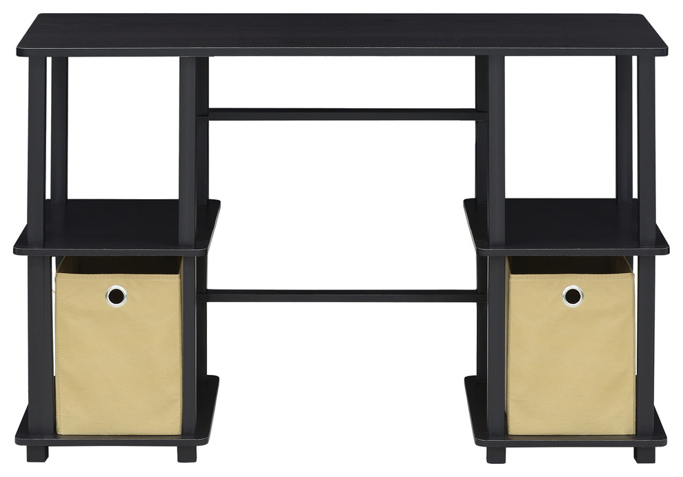 Furinno Turn N Computer Desk With Storage Bins Espresso Black 17072ex Bk