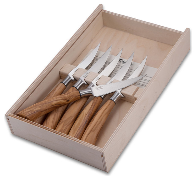 Forged Olive Wood Handle Steak Knives Set 6 Transitional Forged Olive Wood Handle Steak Knives Set 6
