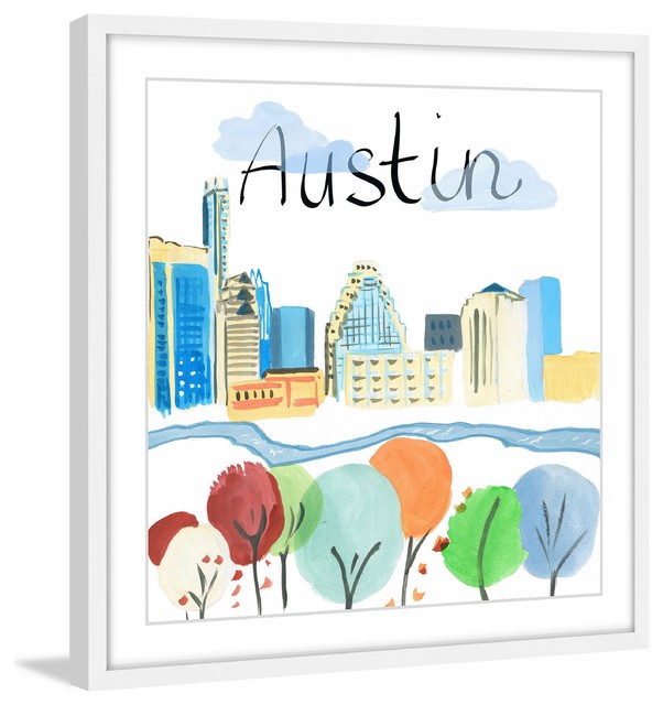 "Colorful Austin" Framed Painting Print, 18x18 Contemporary Prints