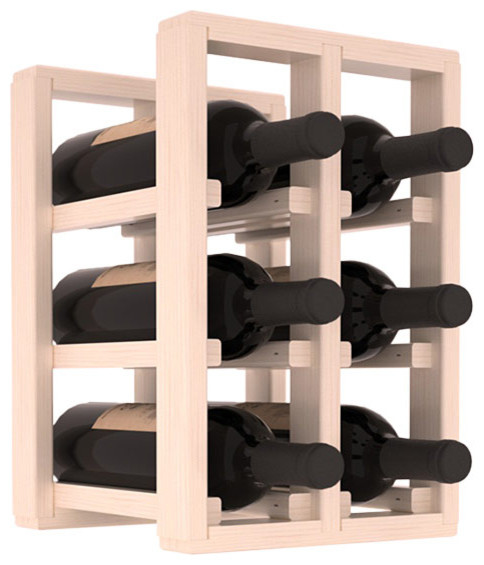 6 Bottle Counter Top/Pantry Wine Rack in Pine, White Wash Stain + Satin Finish