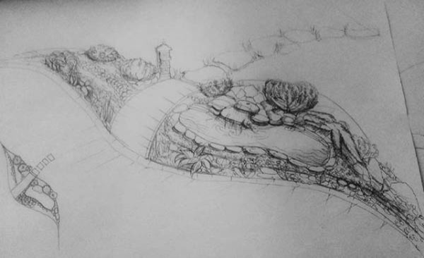 Пруд с мостиком