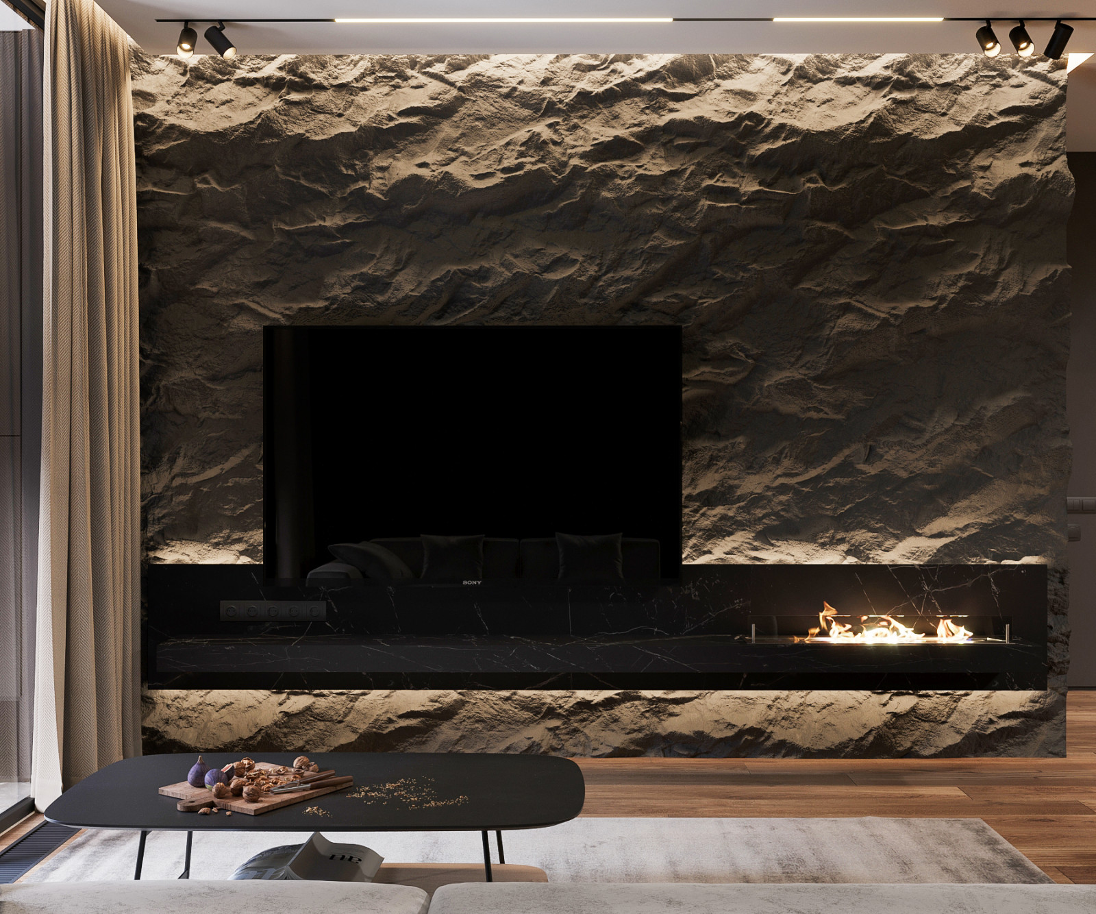 Имитация камня на стене