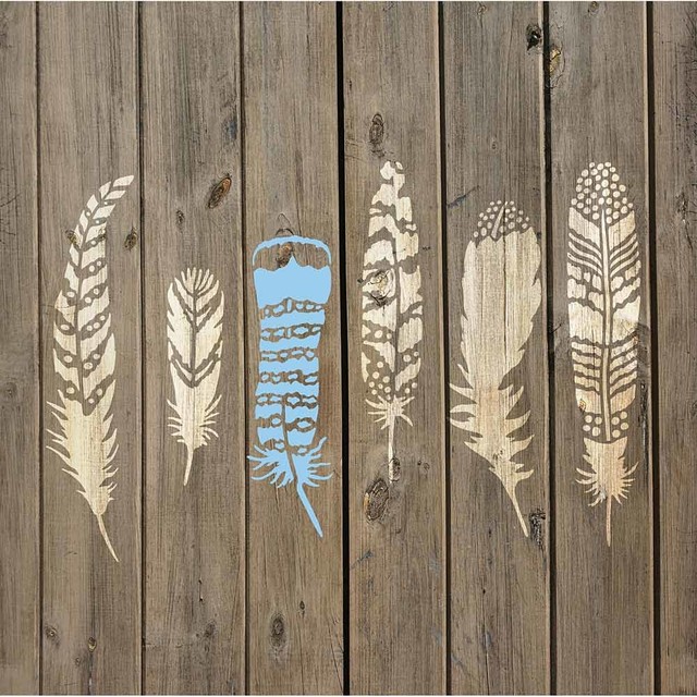 feathers stencil kit trendy reusable stencils for walls