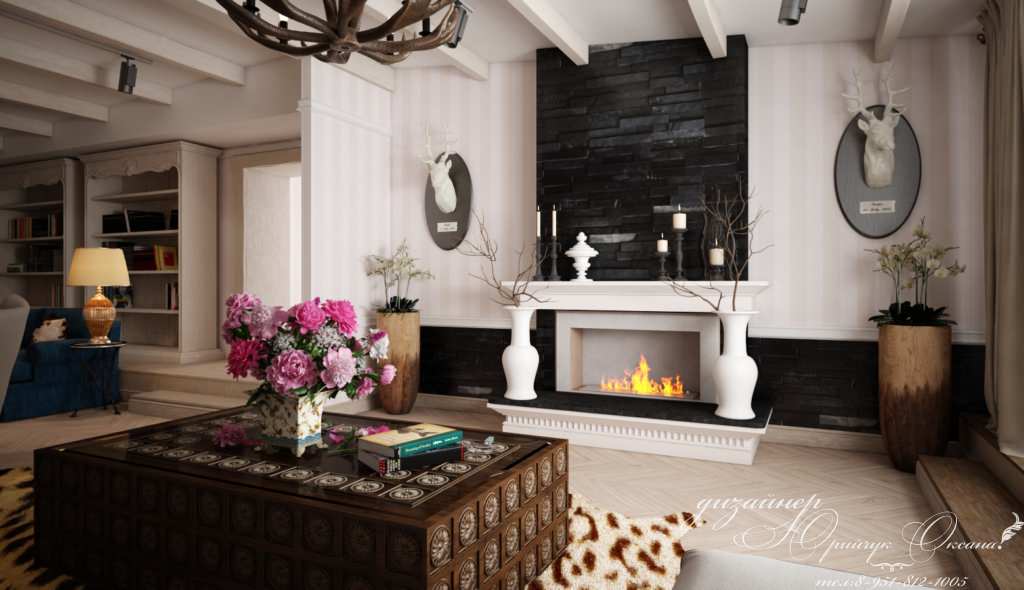 Гостинная в стиле шале