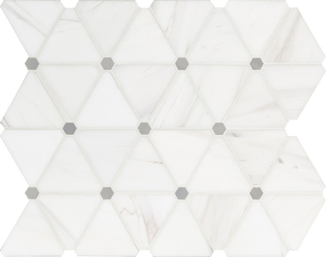 MSI SMOT-DOL-PINWP Bianco Dolomite - 12" x 14" Triangle Mosaic - White
