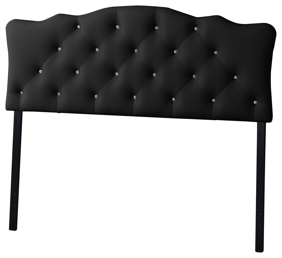 Rita Faux Leather ButtonTufted Scalloped Headboard, Queen