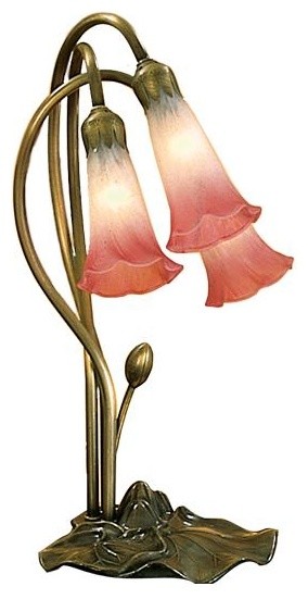 Meyda Lighting 16"H Pink/White Pond Lily 3-Light Accent Lamp